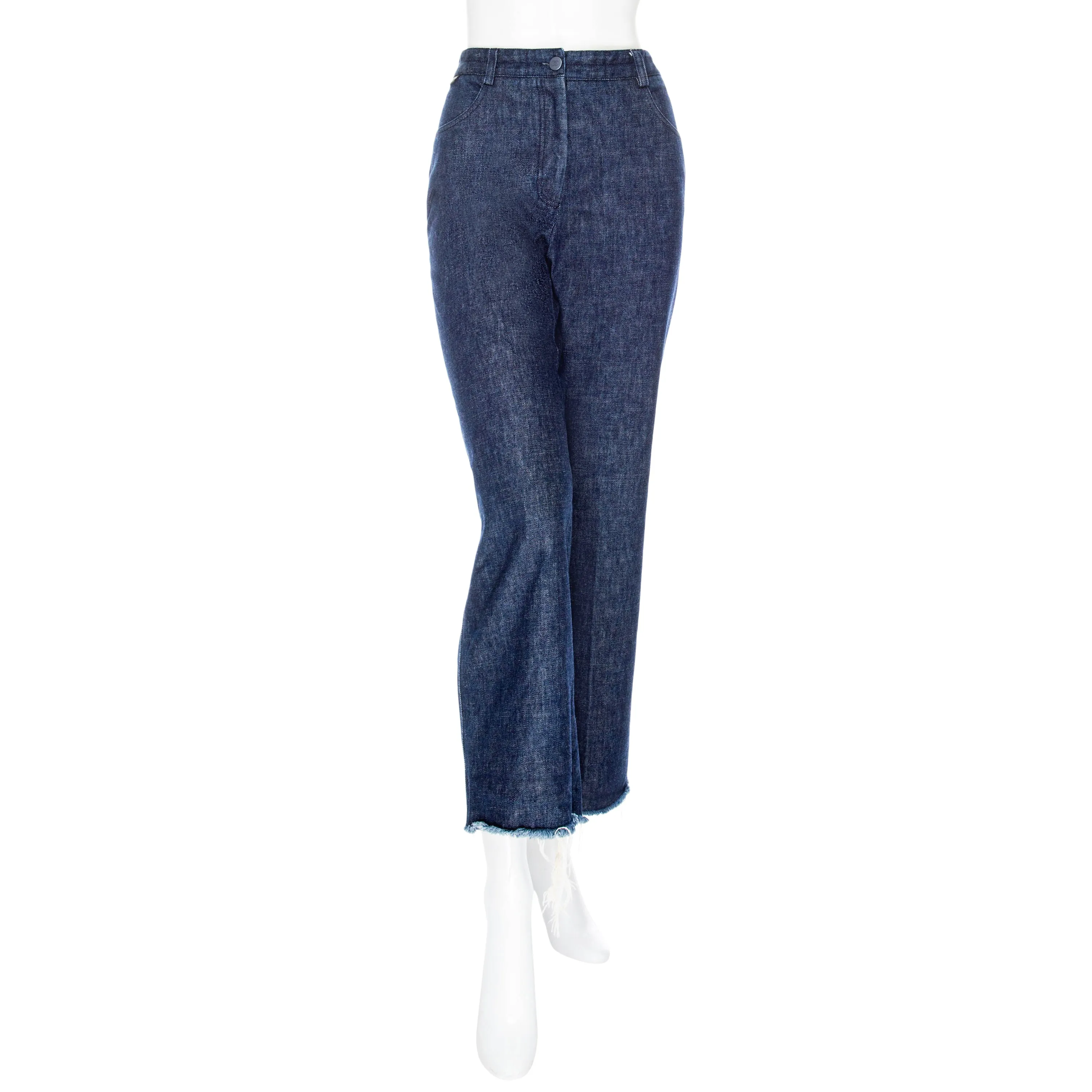 1999 Blue High-Rise Wide-Leg Raw Hem Jeans