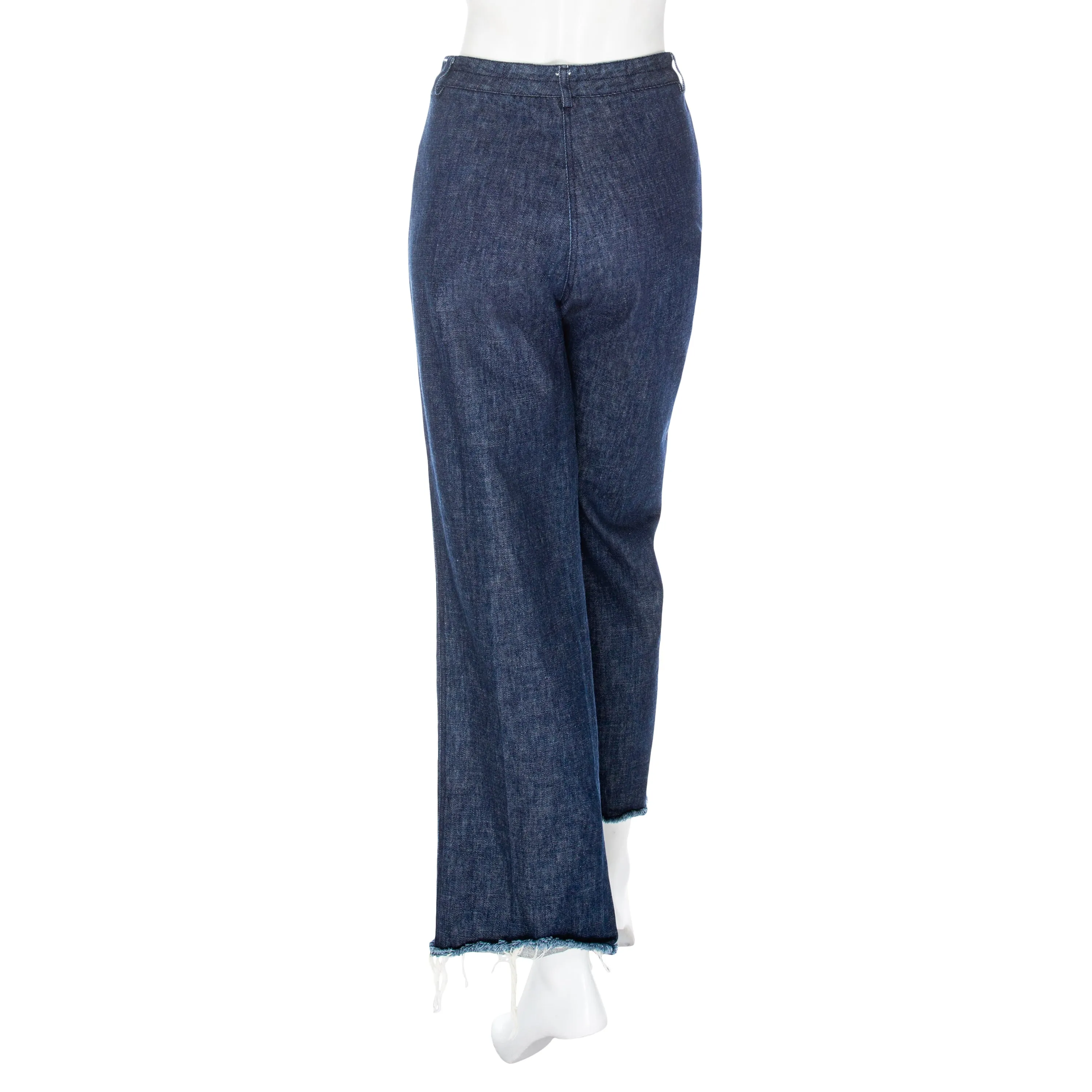 1999 Blue High-Rise Wide-Leg Raw Hem Jeans