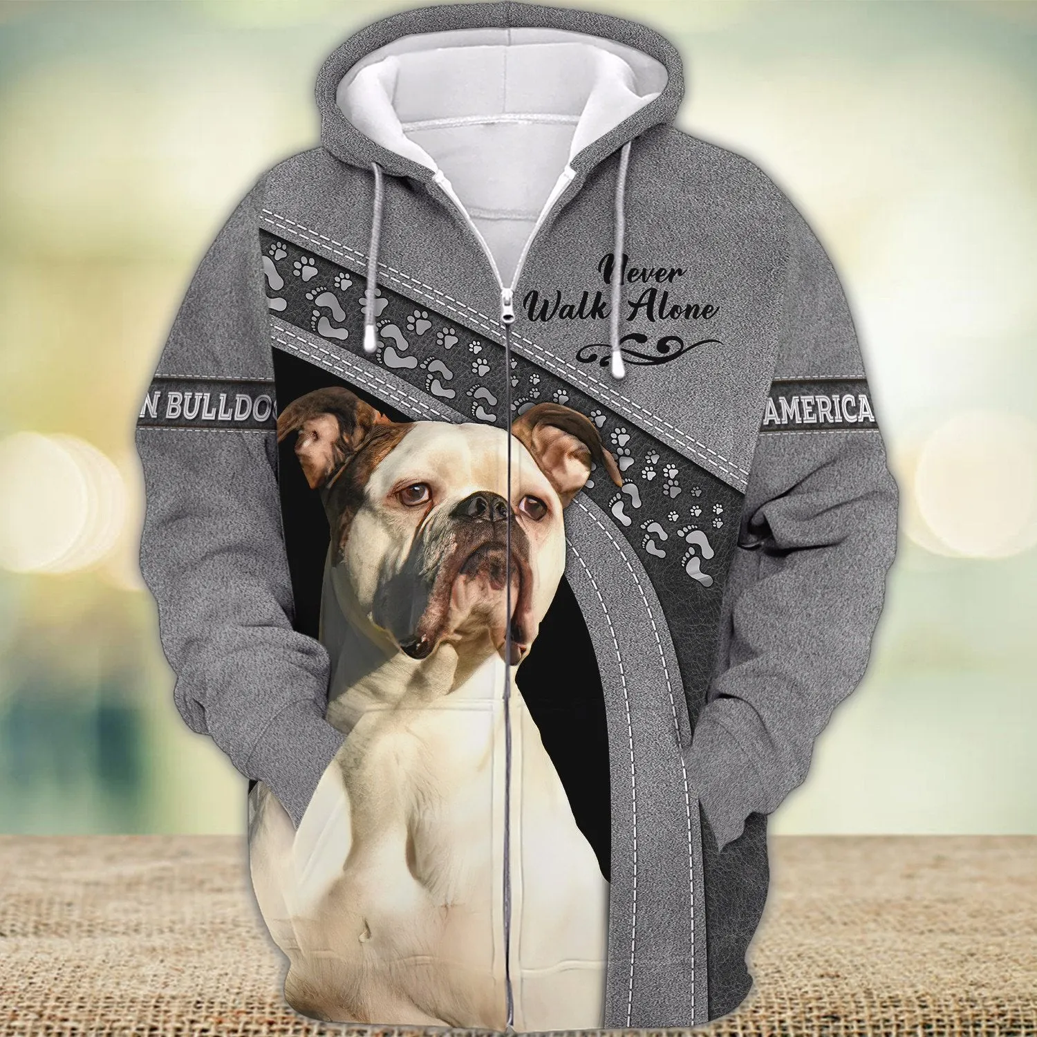 American Bulldog Never Walk Alone 3D Full Print Shirts, Shirt For Dog Lovers, Dog Memorial Gifts for loss of Dog