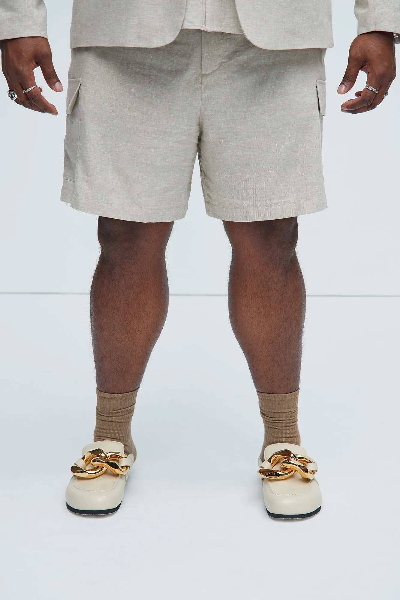 Bahamas Linen Cargo Shorts - Stone