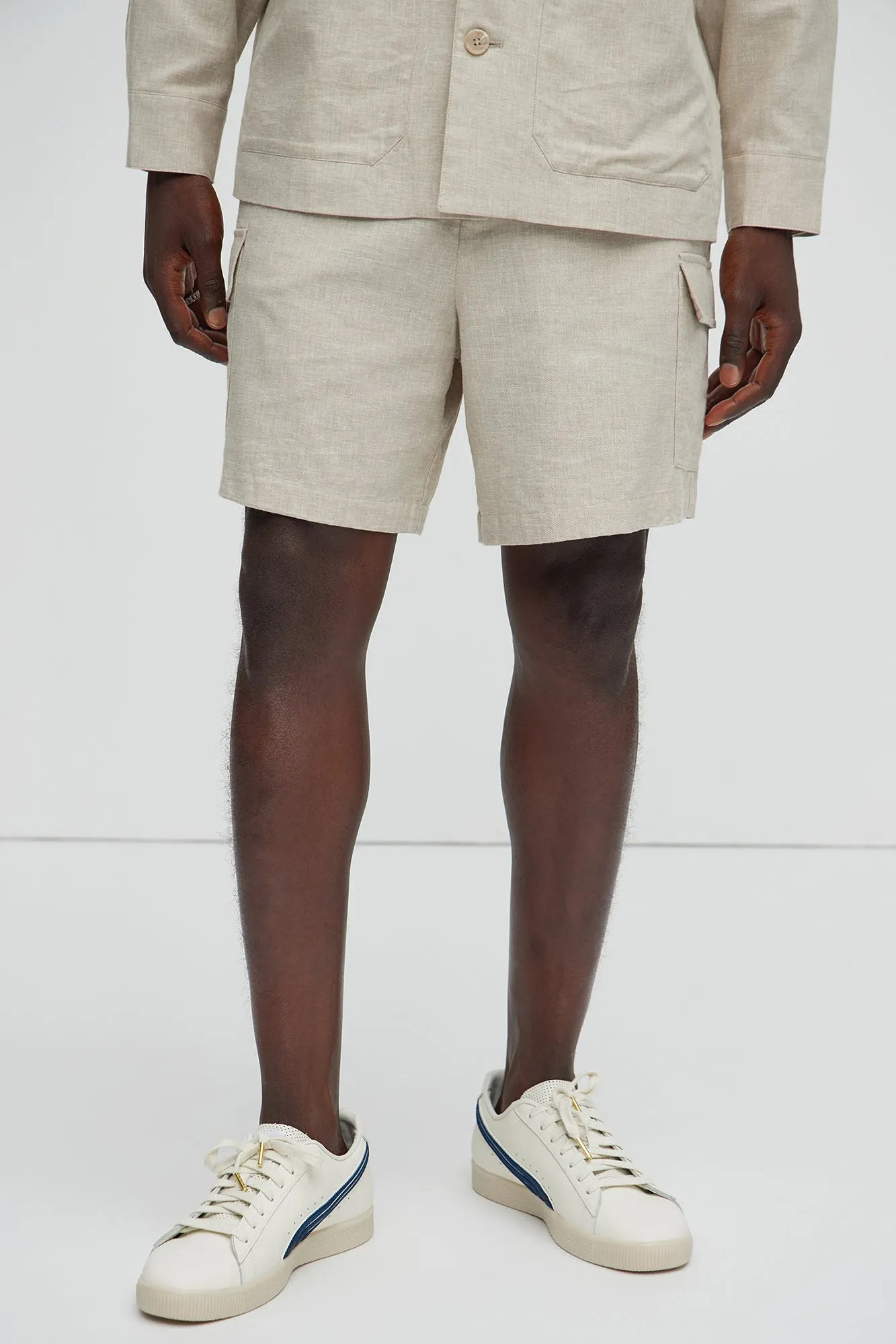 Bahamas Linen Cargo Shorts - Stone