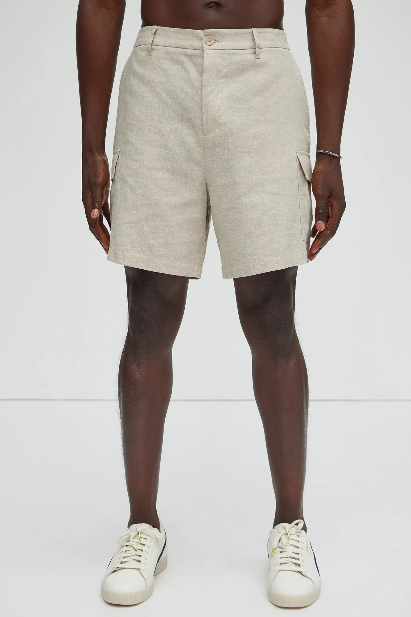 Bahamas Linen Cargo Shorts - Stone