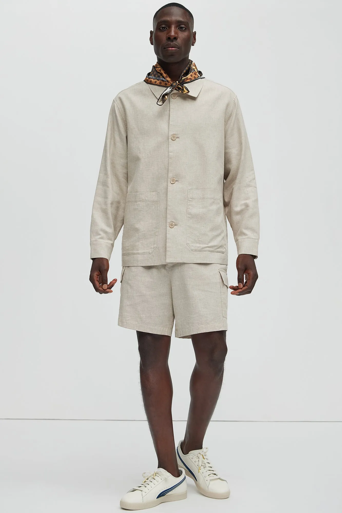 Bahamas Linen Cargo Shorts - Stone