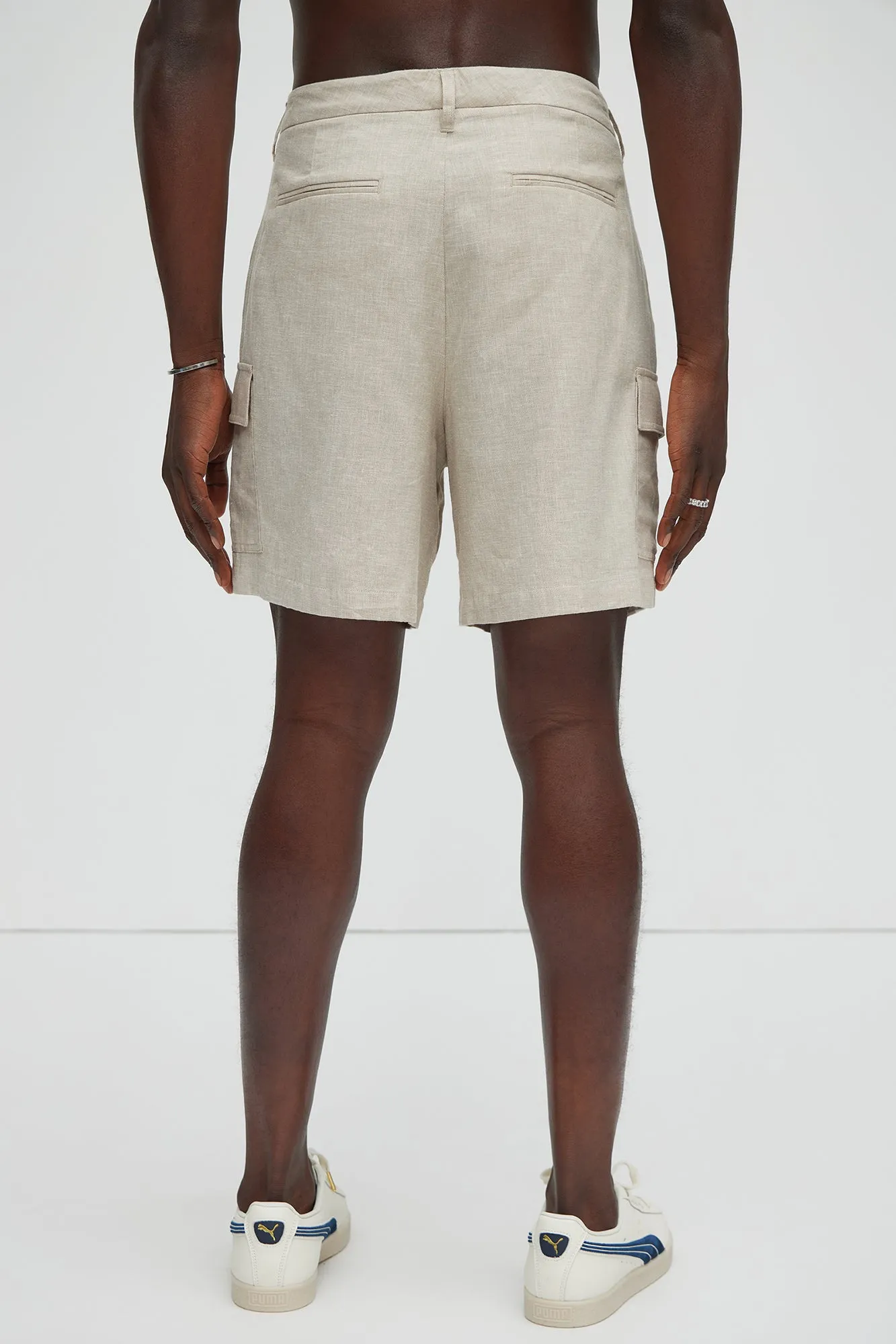 Bahamas Linen Cargo Shorts - Stone