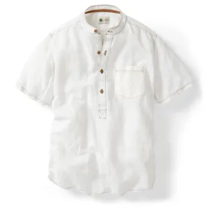 Beachwashed Linen-Cotton Band Collar Shirt - Tall