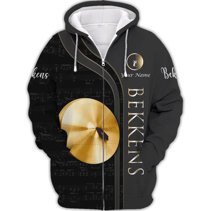 Bekkens Personalized Name 3D Sweatshirt Zipper Hoodie Lover Shirts, Christmas Gift for Musician Lovers