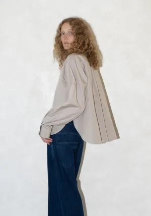 Brit Button Front Shirt in Stone