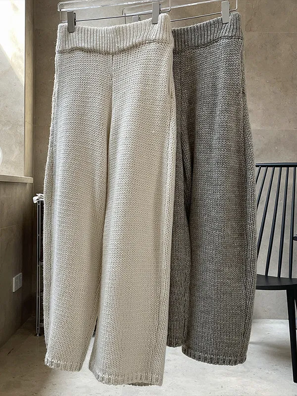 Casual Loose Wide Leg Solid Color Pants