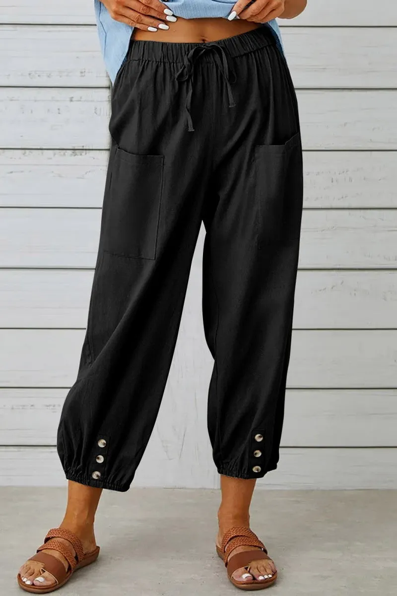 Casual Solid Patchwork Regular High Waist Conventional Solid Color Trousers