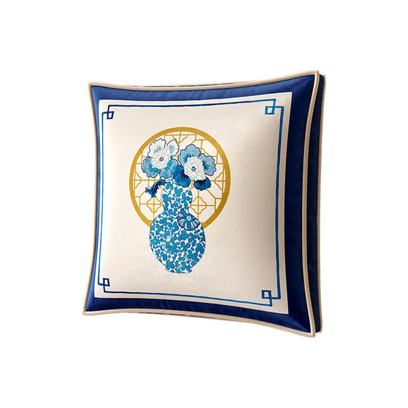 Chinese Classic Luxury Blue and White Cushion Series Double-Sided Printed Gourd/Round/Square Cushion Pillows Home Decor