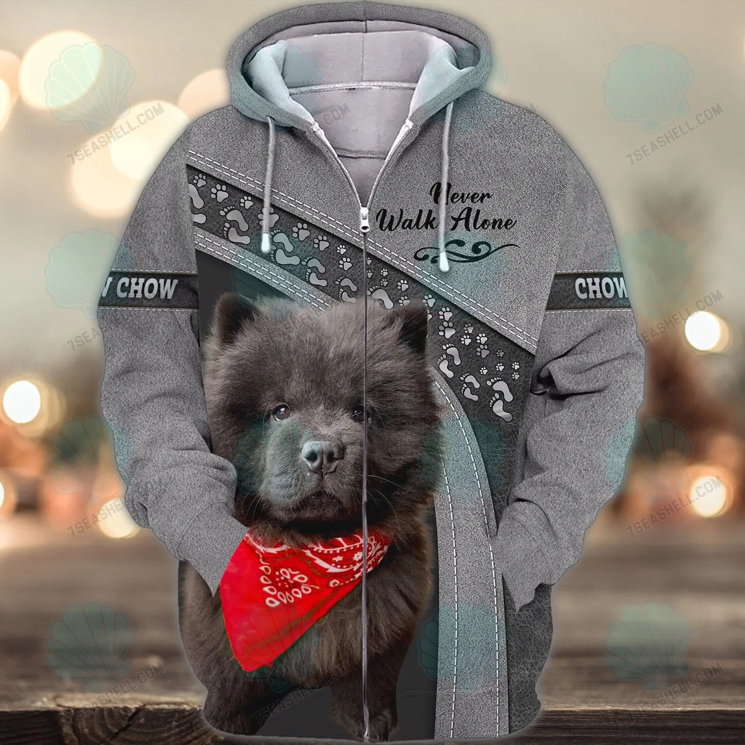 Chow Chow Never Walk Alone 3D Full Print Shirts, Christmas Dog Memorial Gifts for loss of Dog