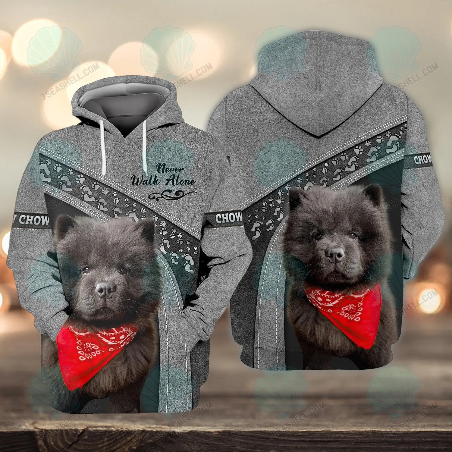 Chow Chow Never Walk Alone 3D Full Print Shirts, Christmas Dog Memorial Gifts for loss of Dog