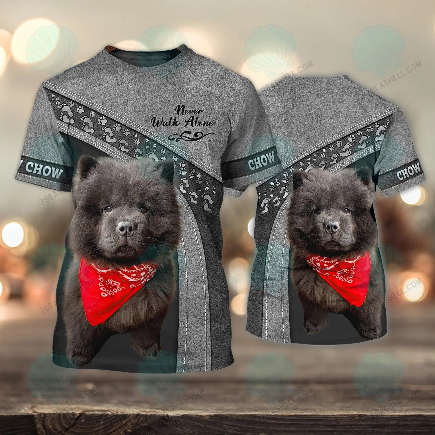 Chow Chow Never Walk Alone 3D Full Print Shirts, Christmas Dog Memorial Gifts for loss of Dog