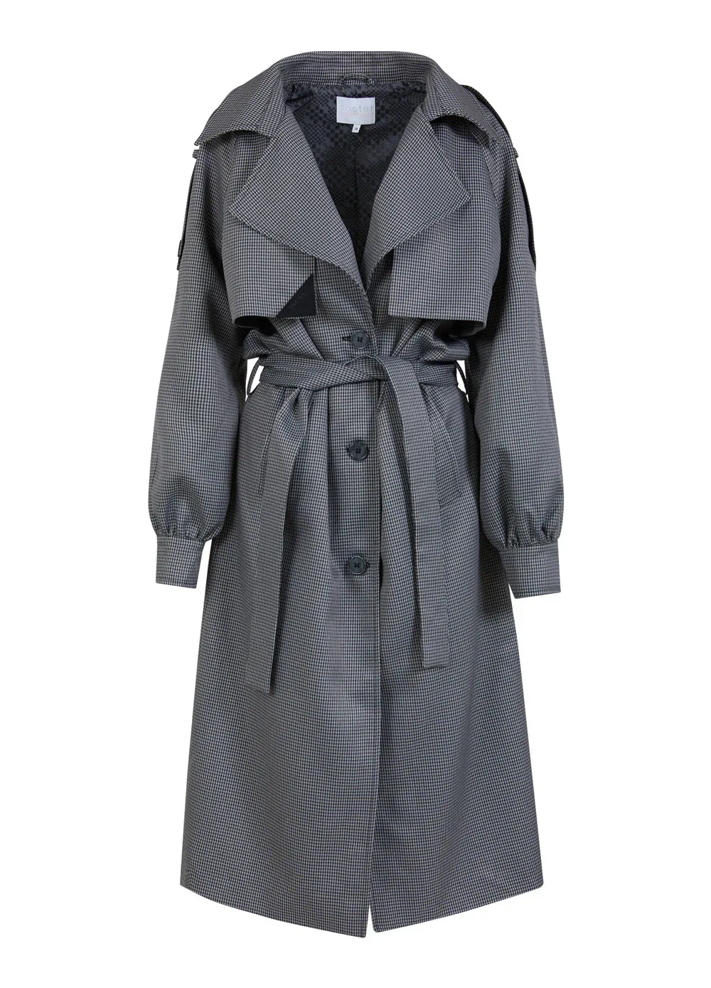 Coster Checked Trench in Grey/Black