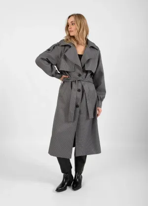 Coster Checked Trench in Grey/Black