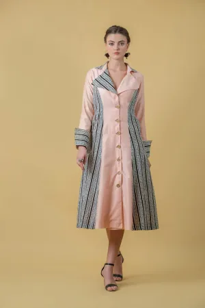 Cotton Patchwork Women's Trench Coat Dress