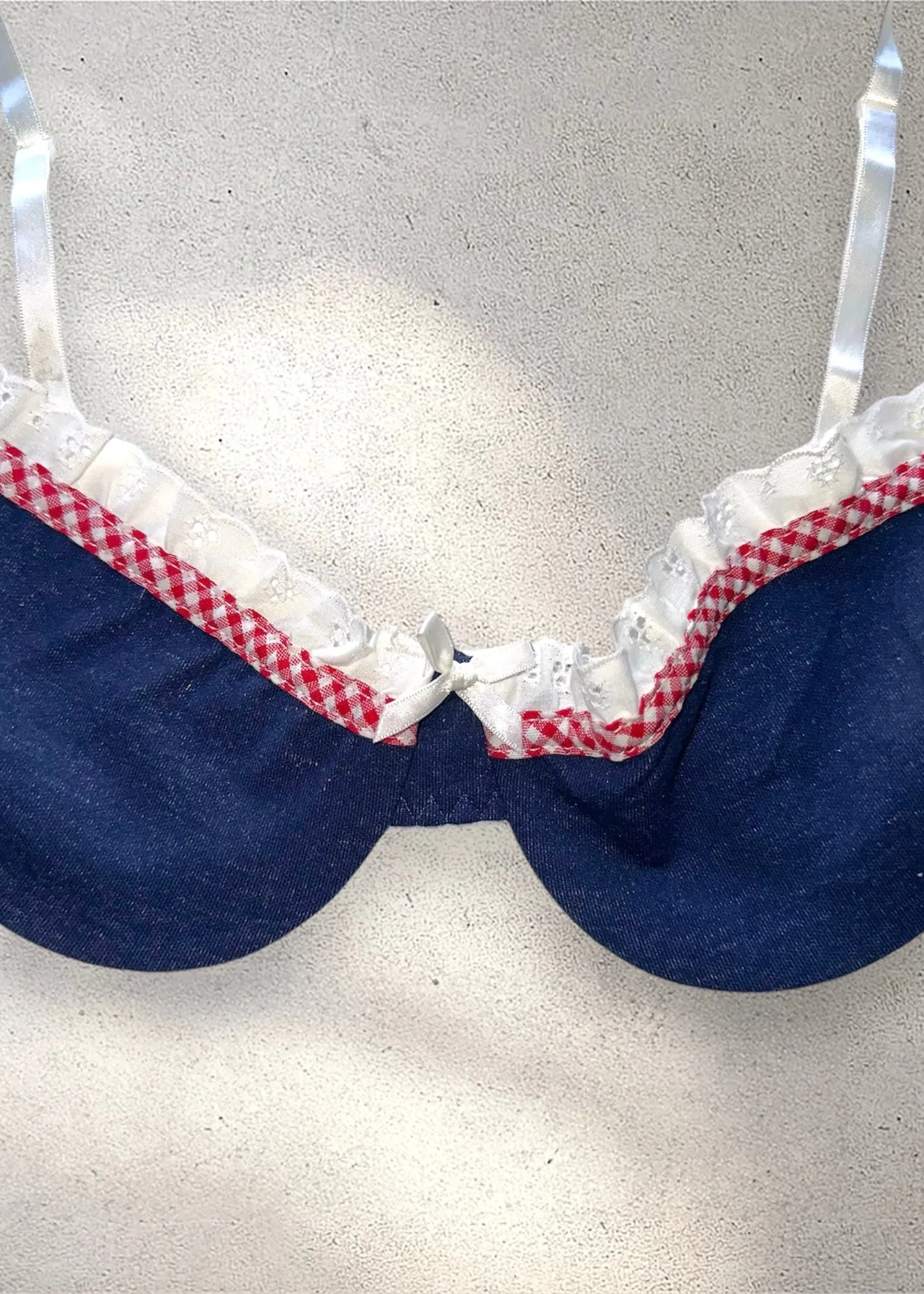 Daisy Duke Romantic Denim Underwire Bra Top - Vintage & USA Made