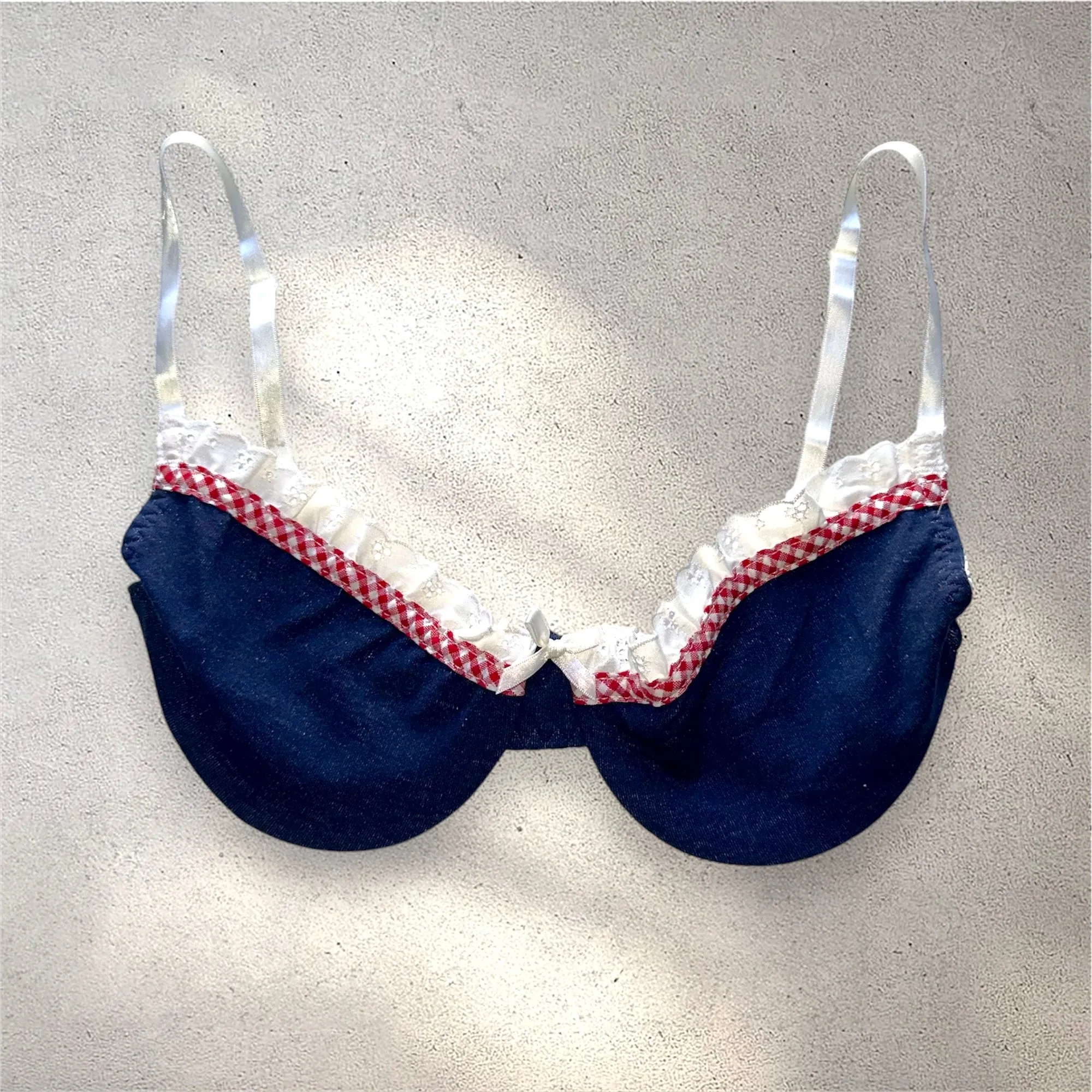 Daisy Duke Romantic Denim Underwire Bra Top - Vintage & USA Made