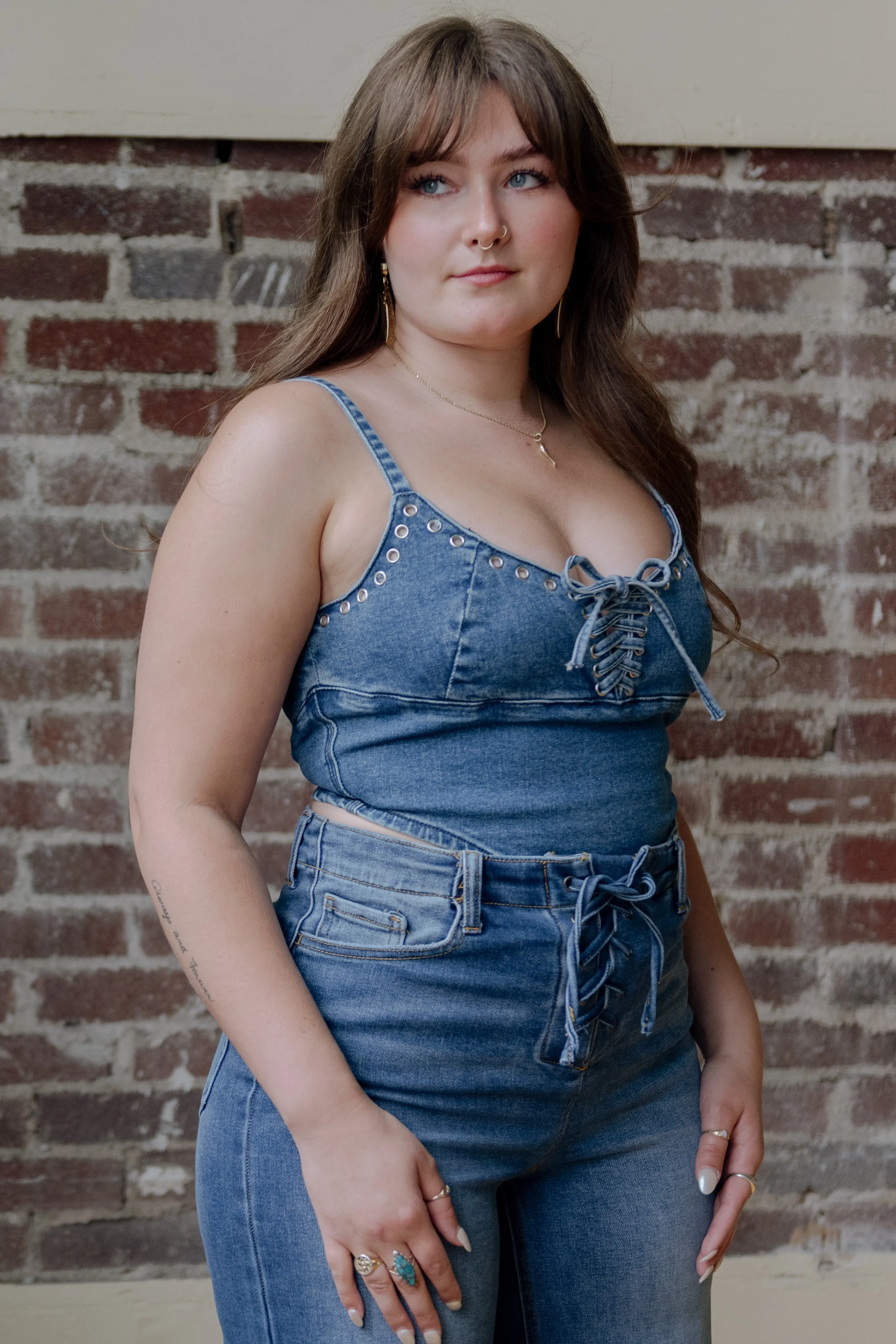 Denim Eyelet Corset