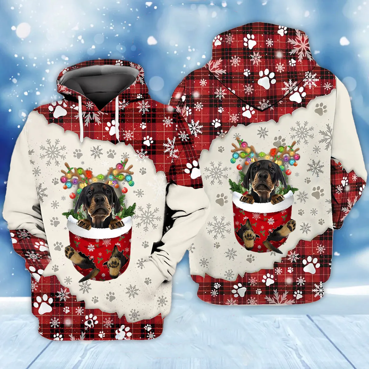 Dobermann Pinscher In Snow Pocket Merry Christmas Unisex Hoodie