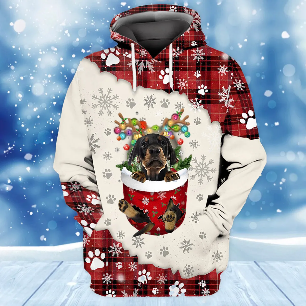 Dobermann Pinscher In Snow Pocket Merry Christmas Unisex Hoodie