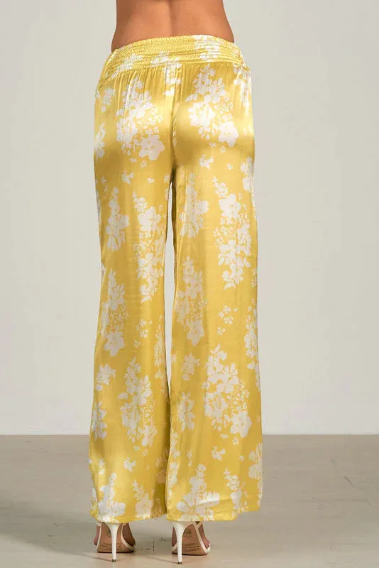 Elan Celery Print Wide Leg Pants