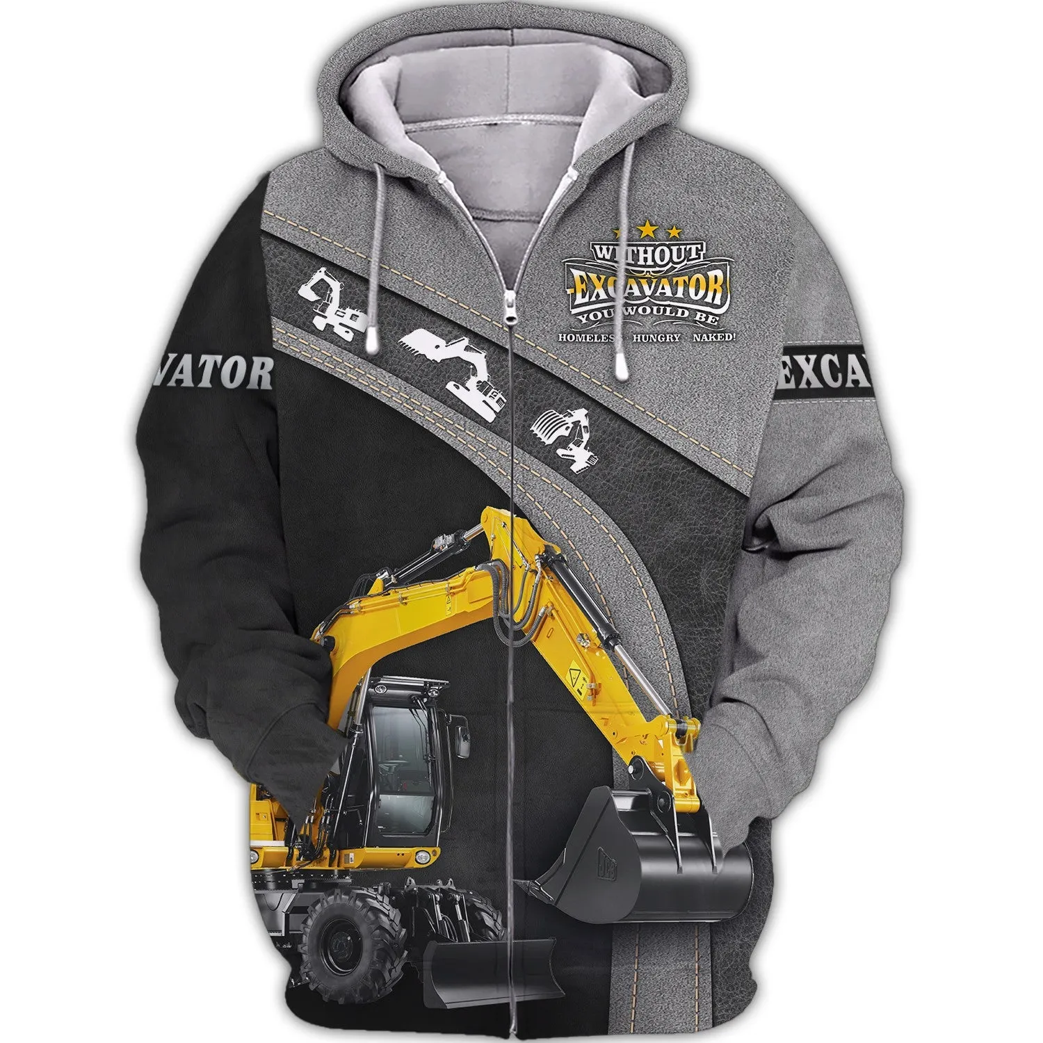 Excavator Old Man 3D All Over Printed Shirts Sweatshirt Zip Hoodie Bomber, Gift For Excavator Man