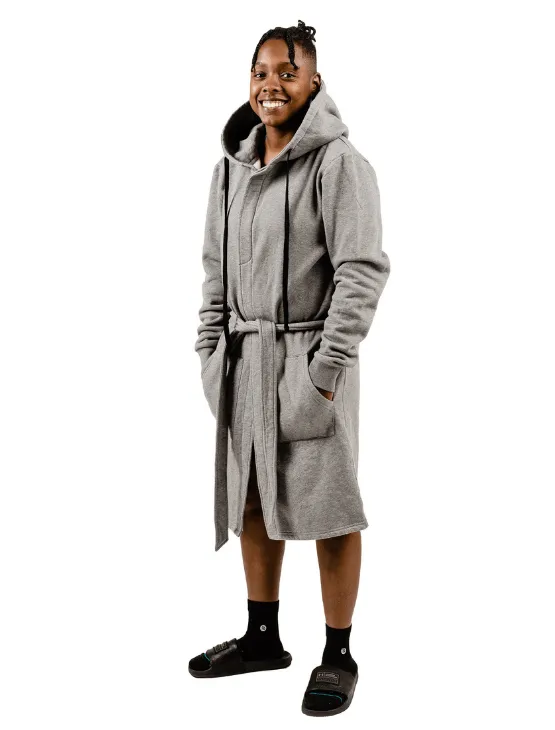 Grey Melange DB Hoodie Robe