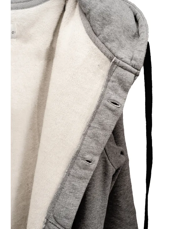 Grey Melange DB Hoodie Robe