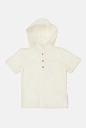 Infant Boys Pink Hooded Casual Shirt