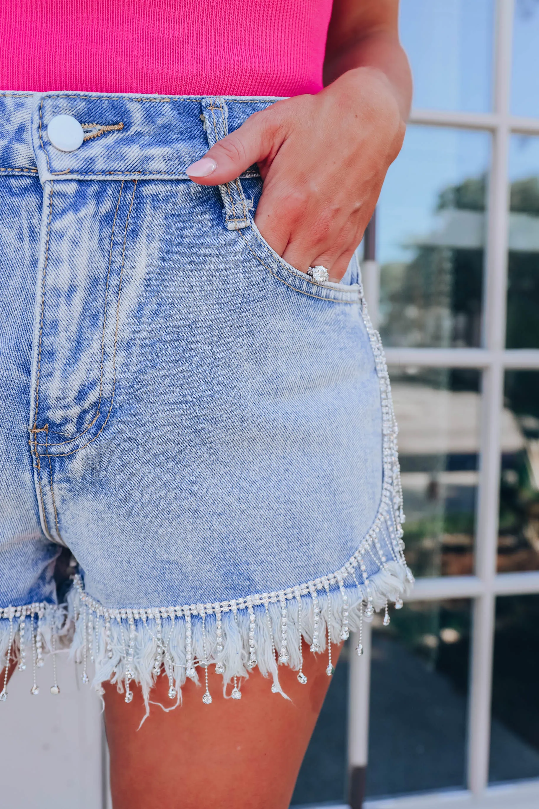 It-girl Rhinestone Denim Shorts