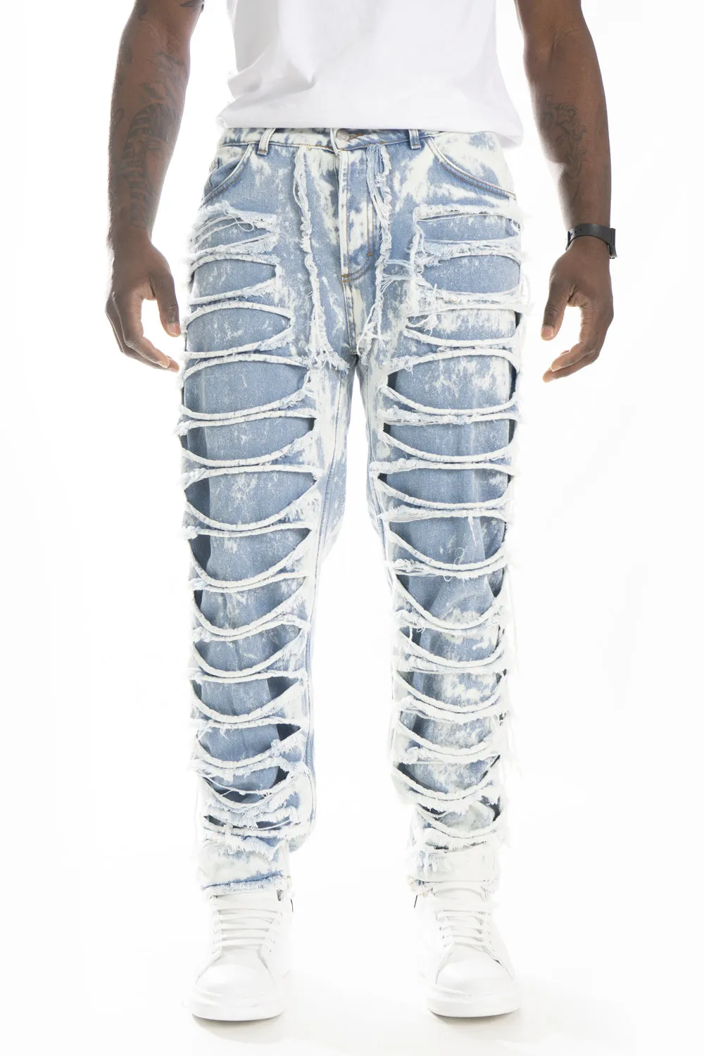 Jeans Baggy Sfrangiato Lavaggio Tie Dye Art. JS442