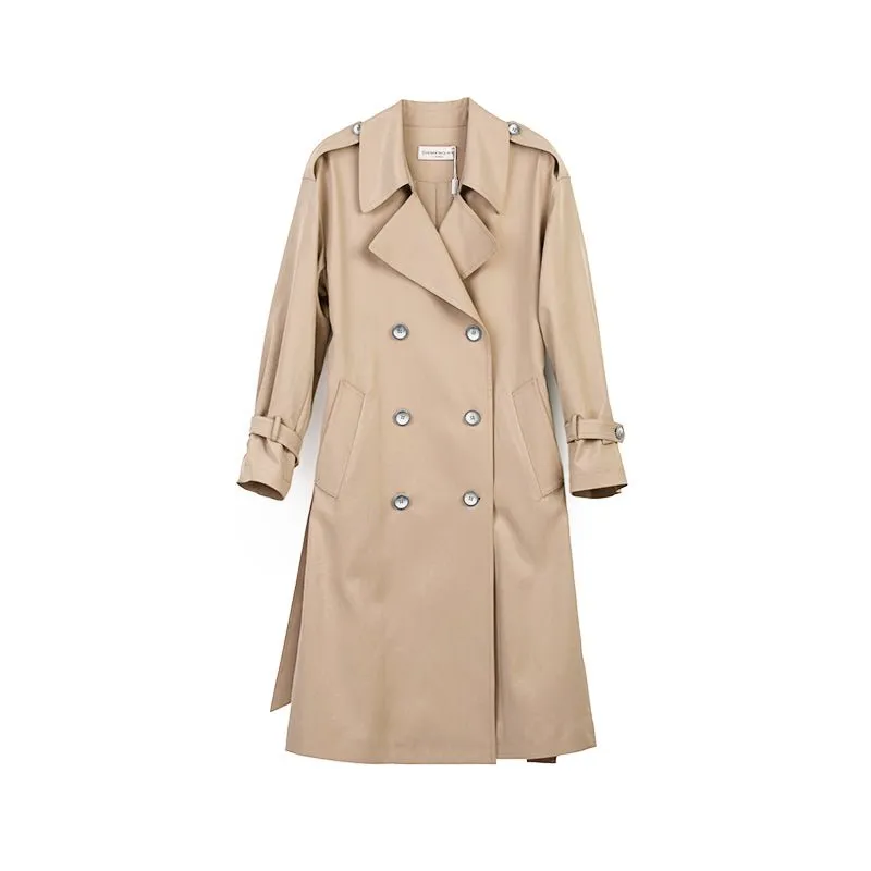 Khaki Long Double Breasted Trench Coats