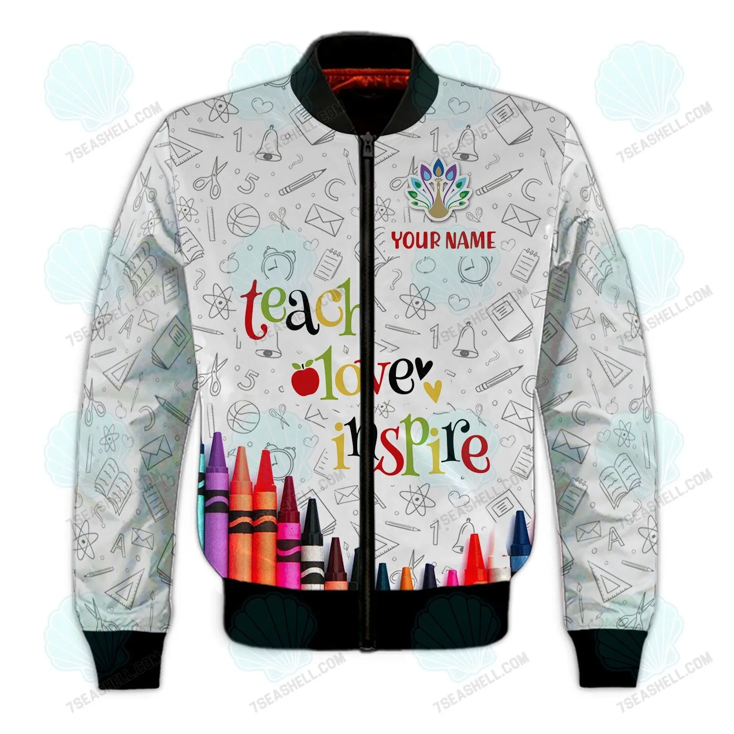 Kindergarten Teacher, Love Teach Personalized Name Sweatshirt Zipper Hoodie Christmas Shirt