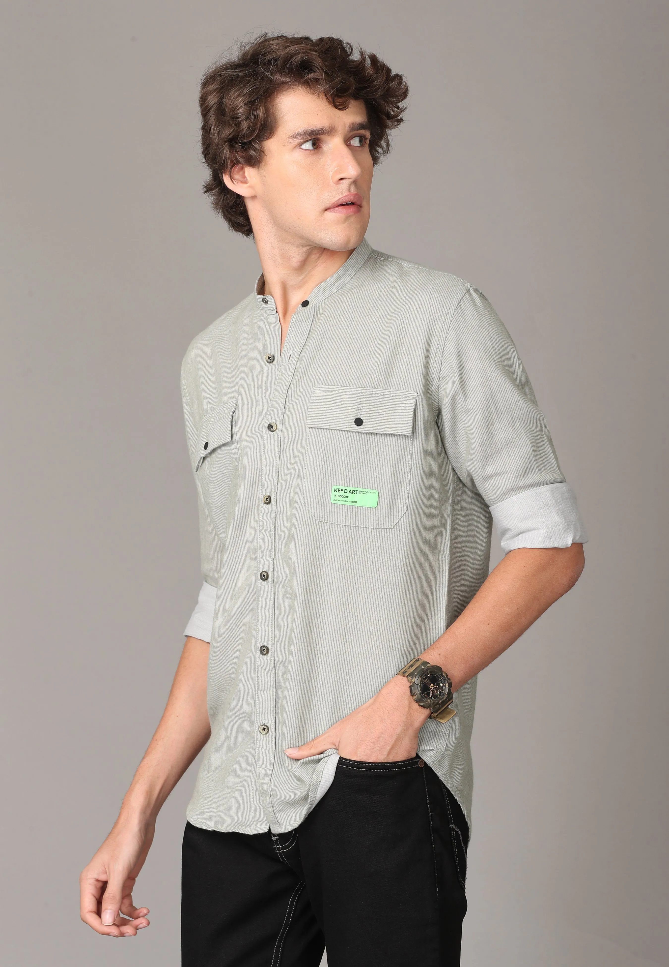 Light Ash Linen Full Sleeve Shirt