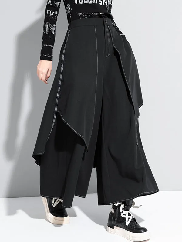 Loose False-Two Split-Joint Wide-Leg Pants