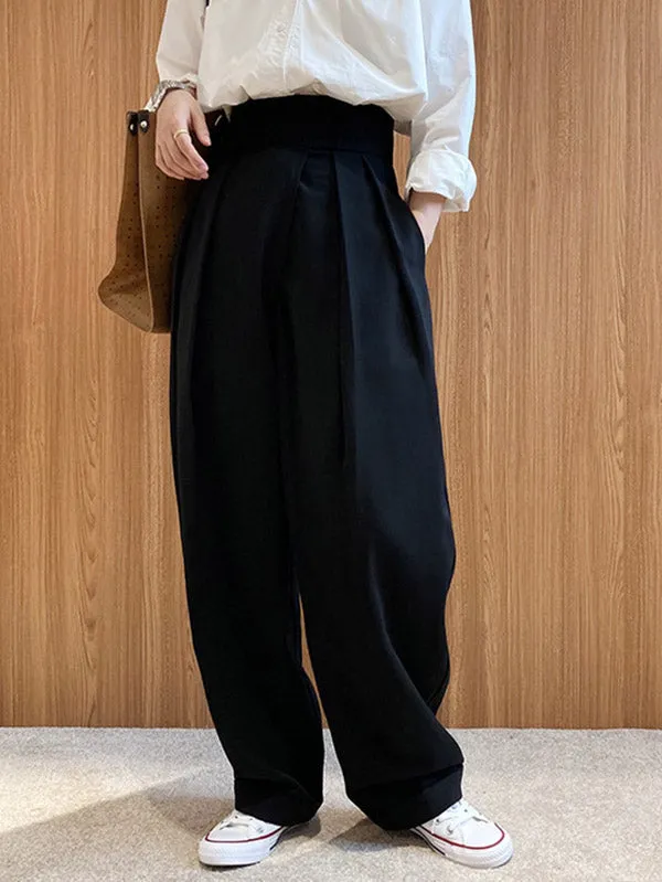 Loose Wide-Leg Velcro Suit Pants