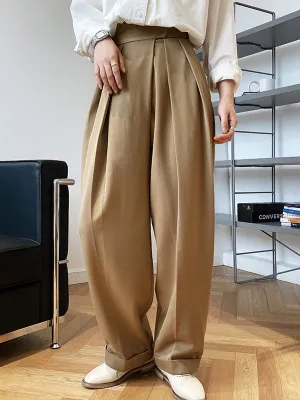 Loose Wide-Leg Velcro Suit Pants