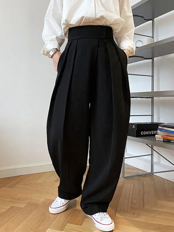 Loose Wide-Leg Velcro Suit Pants