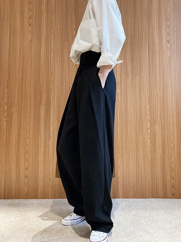 Loose Wide-Leg Velcro Suit Pants