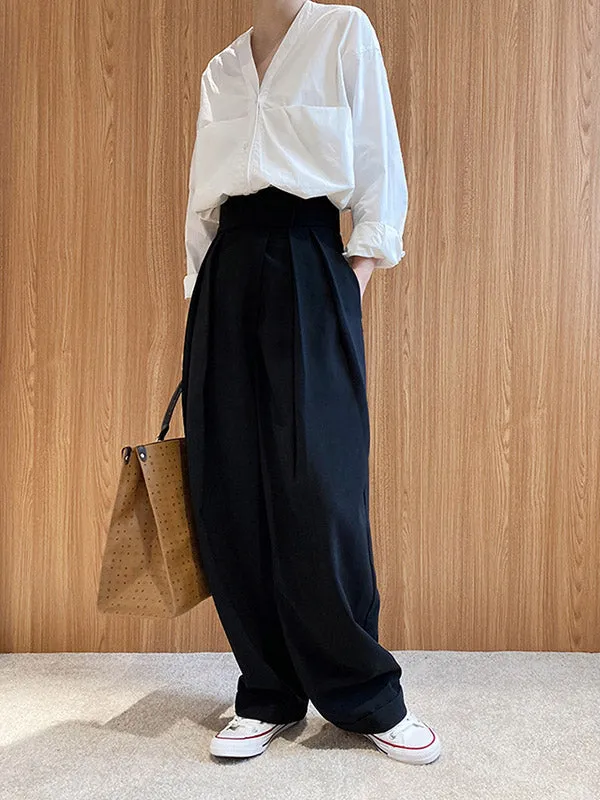 Loose Wide-Leg Velcro Suit Pants