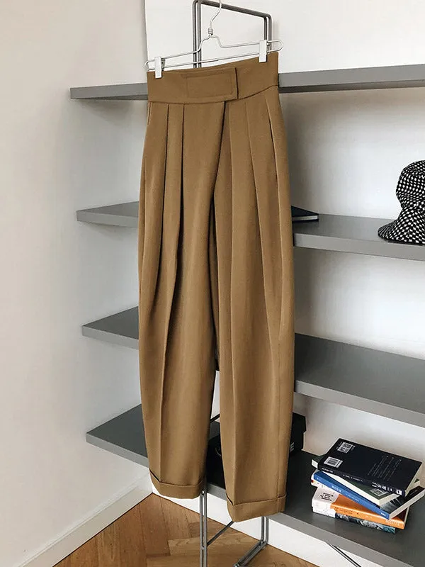 Loose Wide-Leg Velcro Suit Pants