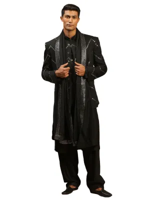 Men's Black Viscose Ethnic Combo Set - Shrestha By Vastramay