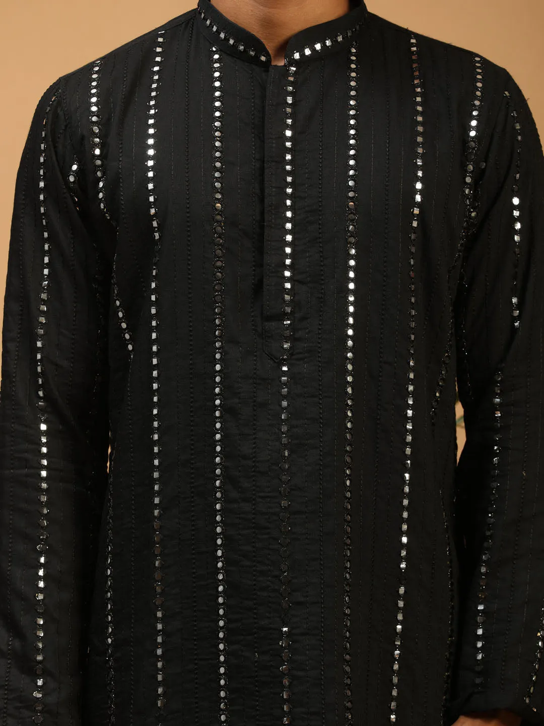 Men's Black Viscose Kurta And Dhoti Set - Shrestha By Vastramay