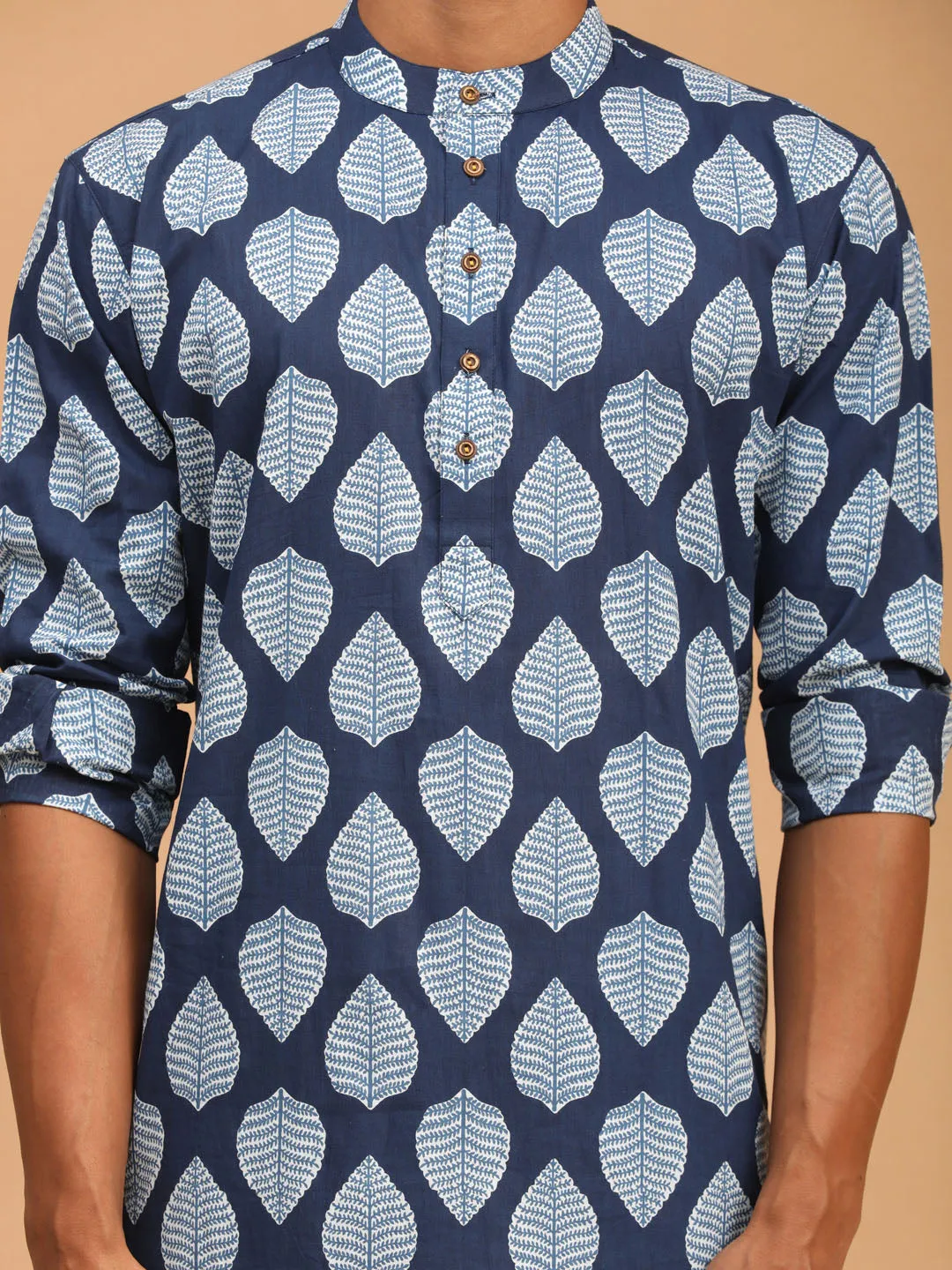 Men's Blue Cotton Kurta - Vastramay