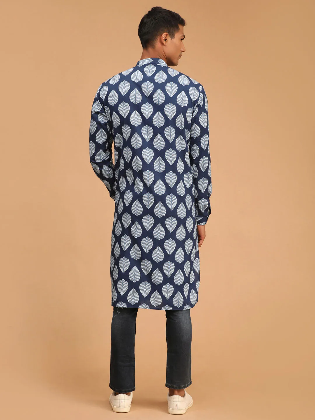 Men's Blue Cotton Kurta - Vastramay