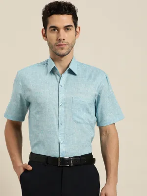 Men's Cotton Blend Sky Blue Classic Formal Shirt - Sojanya