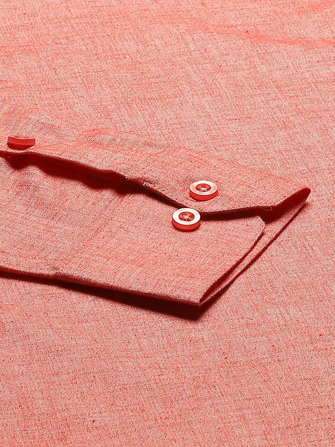 Mens Cotton Linen Coral Solid Formal Shirt - Sojanya