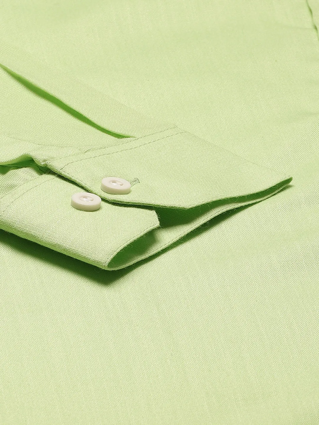 Mens Cotton Linen Green Chinese Collar Shirt - Sojanya