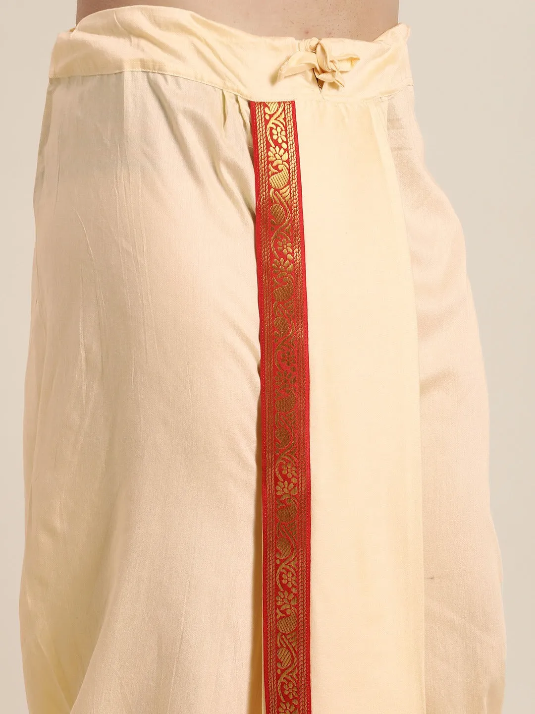 Men's Gold Cotton Blend Kurta Dhoti And Dupatta - Vastramay